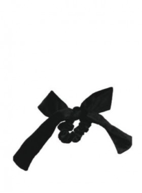 Velvet Black Bow Tie Scrunchie
