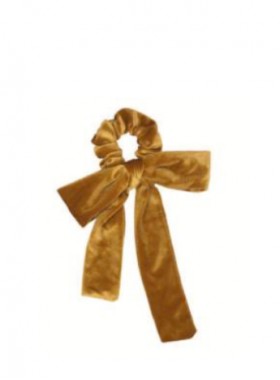 Gold Velvet Bow Scrunchie