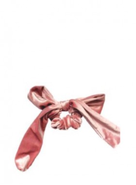 Velvet Pink Bow Tie Scrunchie