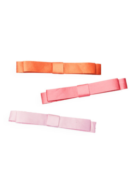 Pink/Orange Tailored Bow Clip Trio