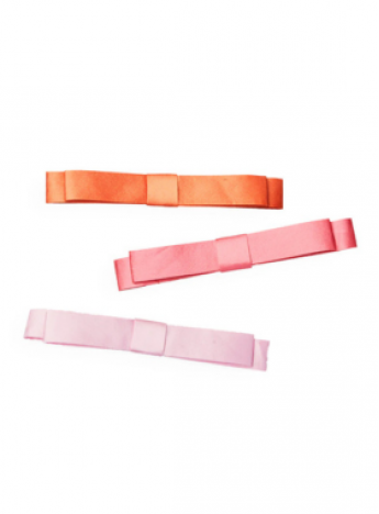 Pink/Orange Tailored Bow Clip Trio